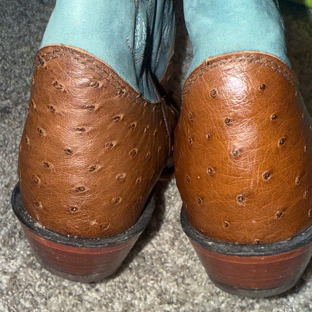 Justin Men Style 3237 Full Quill Ostrich Blue Western Boots 7.5B Right/8C Left - Picture 8 of 8